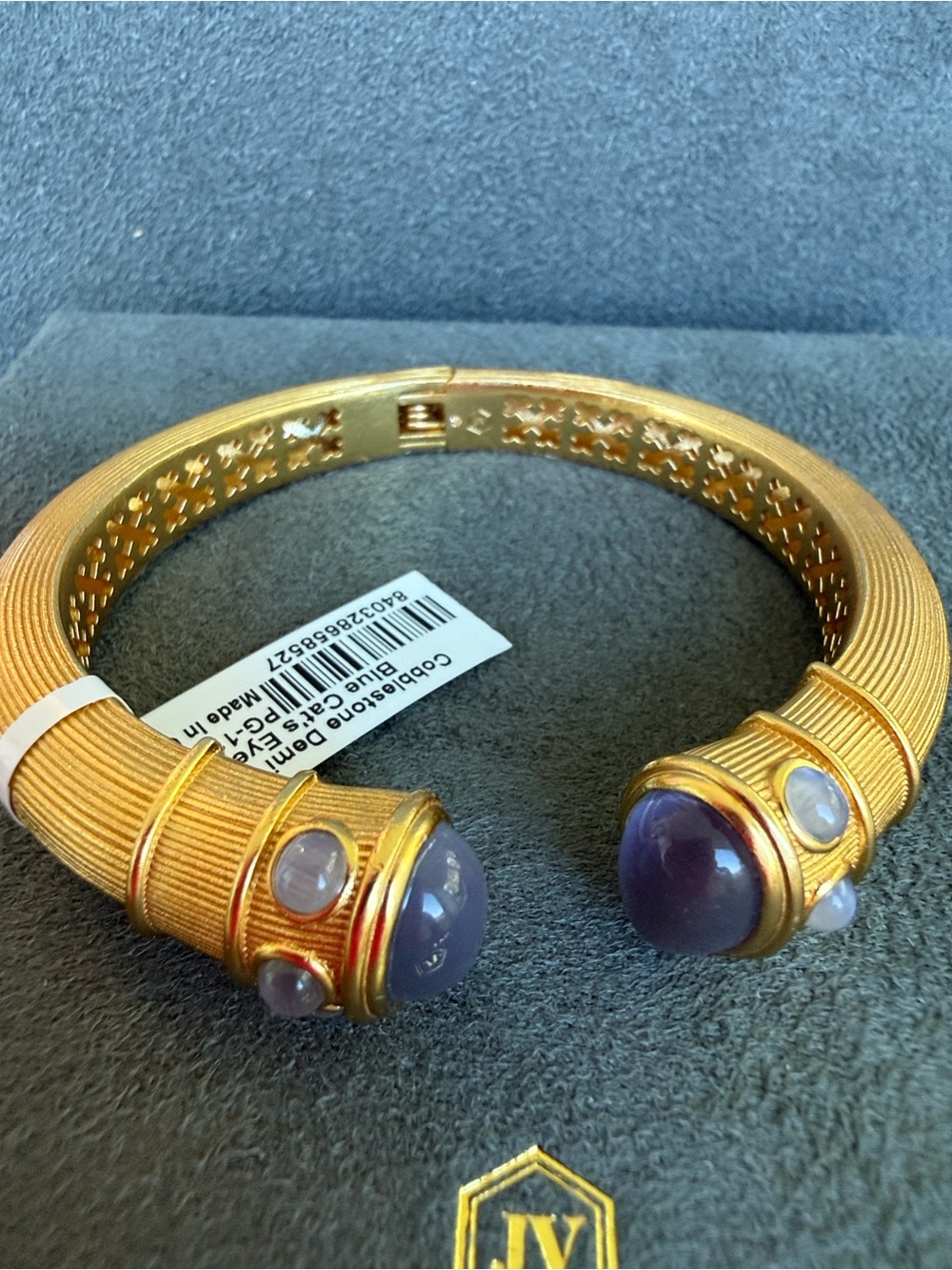 Julie Vos Gold Open Cuff with Purple Cabochons